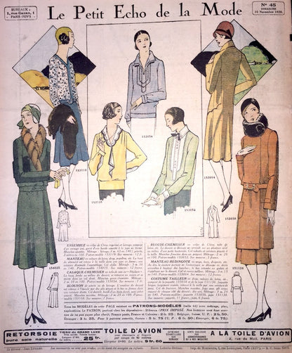 November 1929 French Fashion Paper Le Petit Echo de la Mode