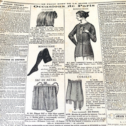 Exceptionally Practical Tennis Playing Outfit ... 1922 French Women's Paper Le Petit Echo de la Mode