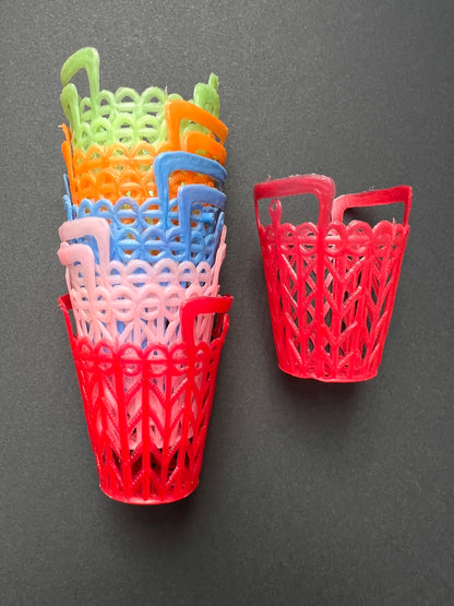 10 Kitsch 1960s Plastic Baskets 5.5cm Tall  VERY Useful...