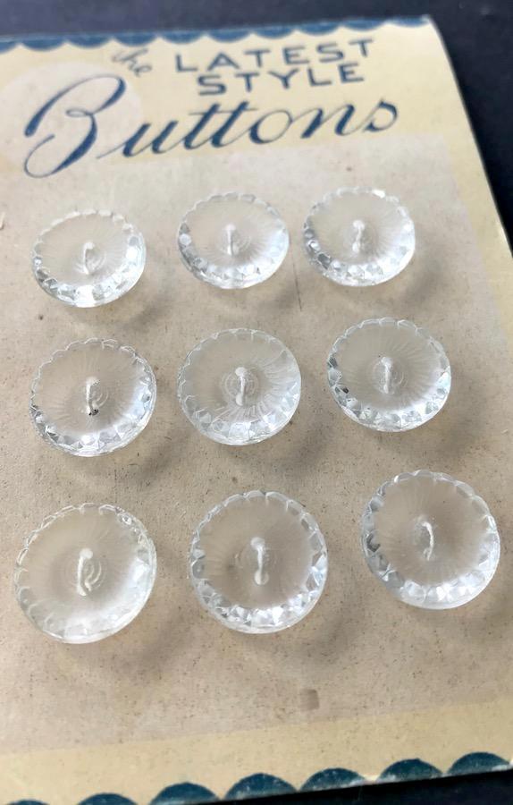 9 Very Pretty Sparkly Clear Glass Vintage 1930s Buttons 12mm or 15mm