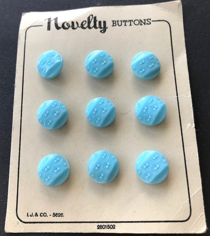 9 Pale Blue 1cm or 1.5cm Vintage Glass Buttons