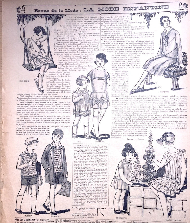 Gorgeous 1920s childrens clothes in March 1929 French Fashion Paper Le Petit Echo de la Mode