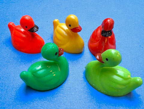 4 Cheeky Vintage Plastic Duck Rattles... They take NO Nonsense...