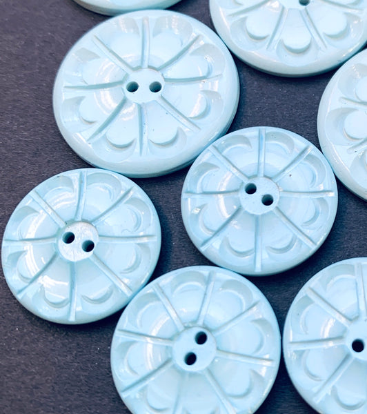 1940s Soft Baby Blue  2.2cm or 1.6cm Buttons - lots of 6 or cards of 24.
