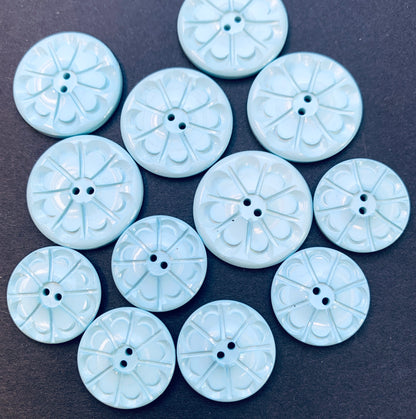 1940s Soft Baby Blue  2.2cm or 1.6cm Buttons - lots of 6 or cards of 24.