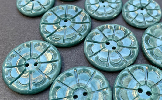 6 Unusual Sea Blue/Green 1940  2.2cm or 1.6cm Buttons