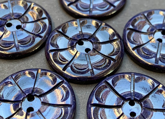 6 Deep Inky Midnight Blue 2.2cm Deco Buttons