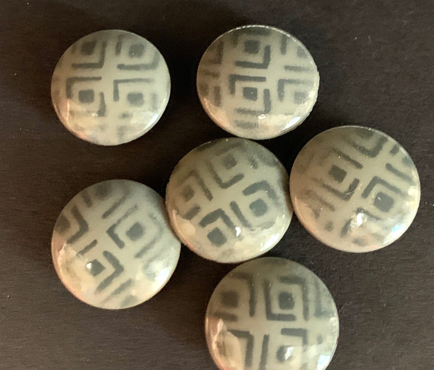 1.5cm Grey Geometric Italian 1960s Buttons