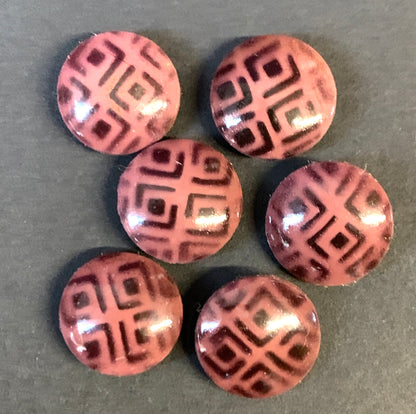 6  Vintage Italian 1.5cm Chalky Burgundy Buttons