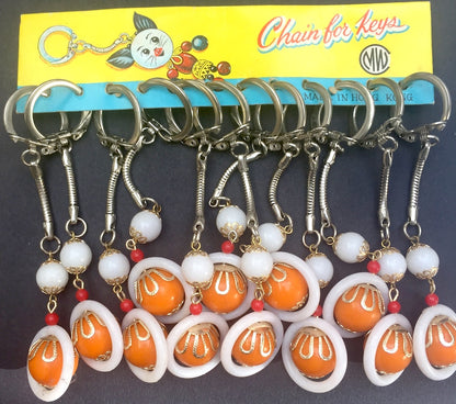 Wonderfully Kitsch 1960s Bead Key Rings Made in Hong kong