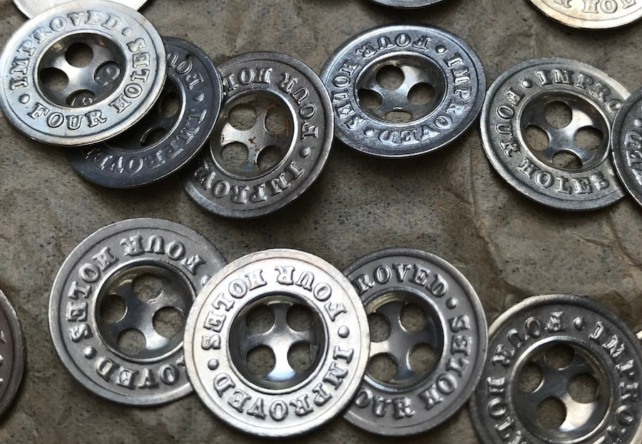 36 IMPROVED FOUR HOLES Vintage Metal 1.5cm Buttons
