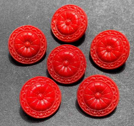 6 Most Satisfying Vintage Red Glass Buttons - 1.4 cm