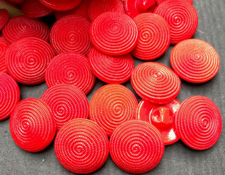 Vintage 1 Gross -144 -RED Glass SWIRL 18mm Buttons -WHOLESALE