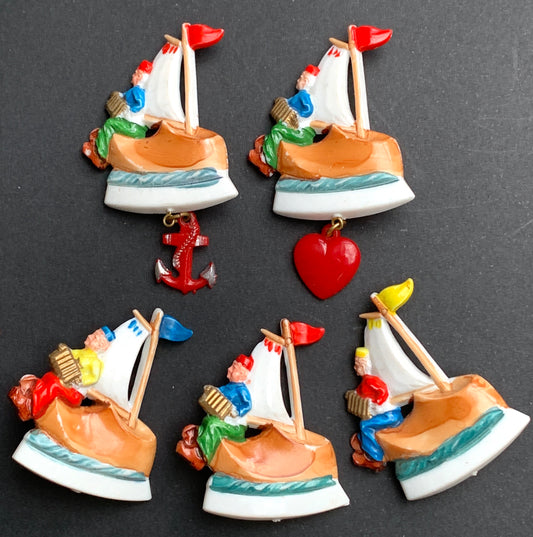 Whimsical Dutch Sailor Vintage Celluloid Brooch