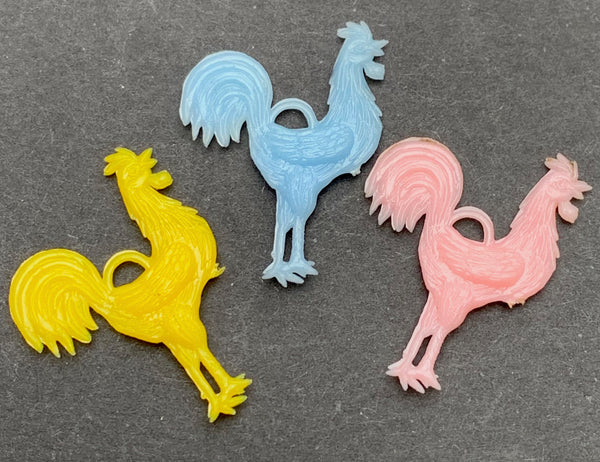 4 Noble Cockerel Rooster Chicken Charms - 2cm