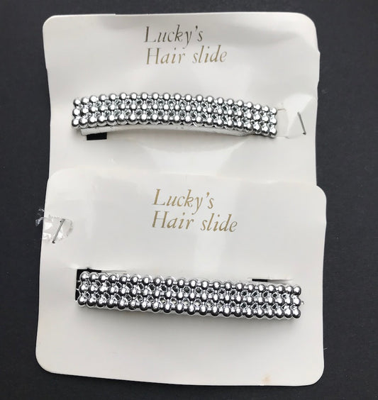Make Like Margot Tenenbaum with 2 Big Sparkly Silver 1970s Hair Grips