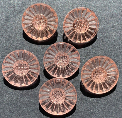 6 Gorgeous Vintage Pink Daisy Glass Buttons 1.5cm