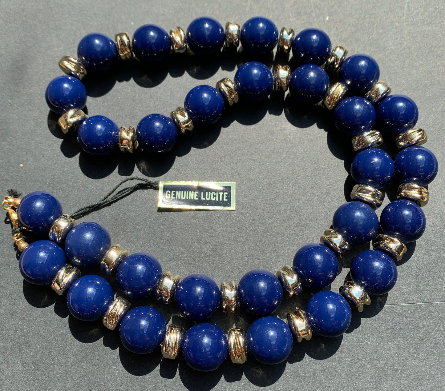 Royal Blue and Gold Vintage Lucite Beads
