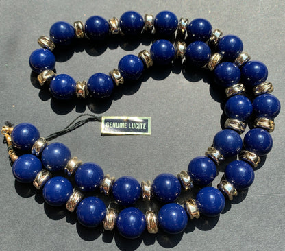 Royal Blue and Gold Vintage Lucite Beads