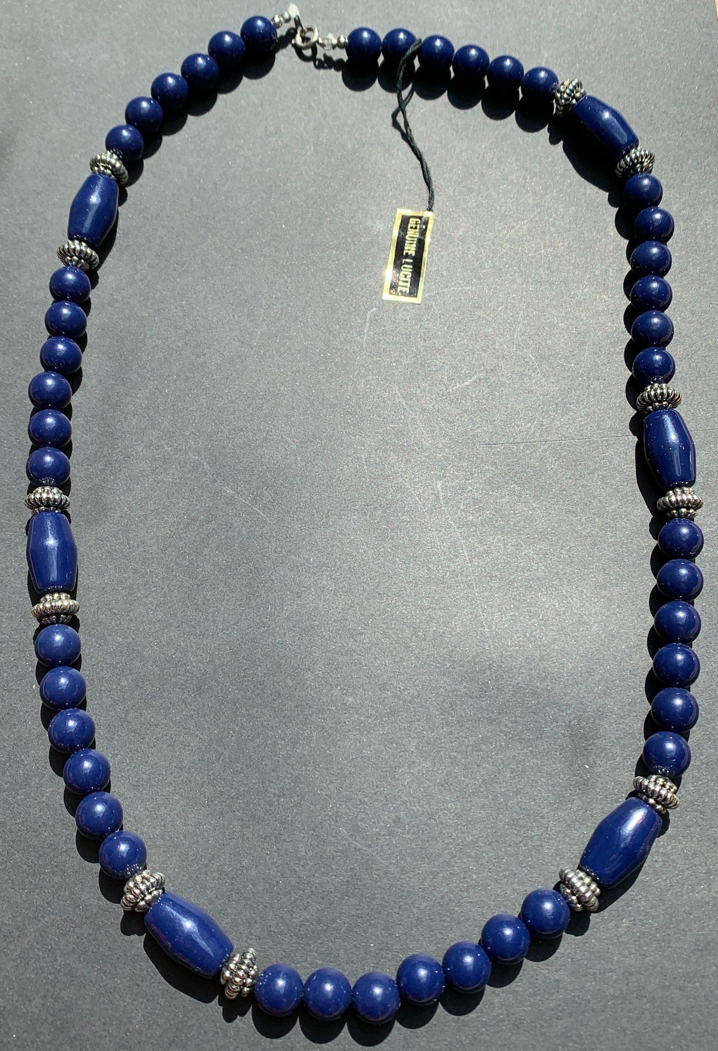 Vintage Royal Blue and Silver Lucite Beads