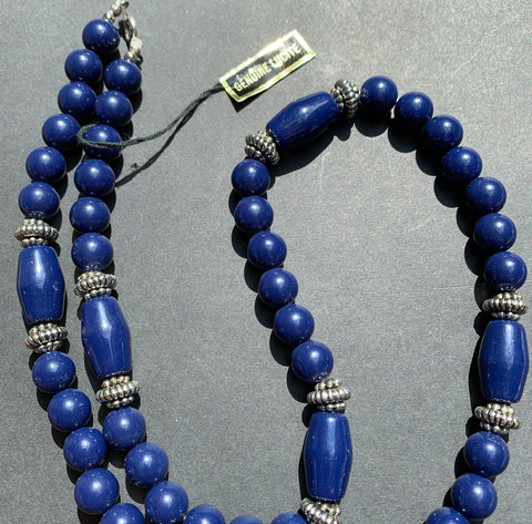 Vintage Royal Blue and Silver Lucite Beads