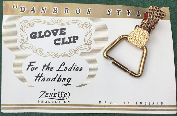 1940s GLOVE CLIP Made in ENGLAND on original Packaging "For the Ladies Handbag"