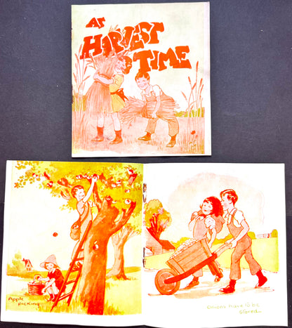 1930s Paper Picture and Story Book AT HARVEST TIME