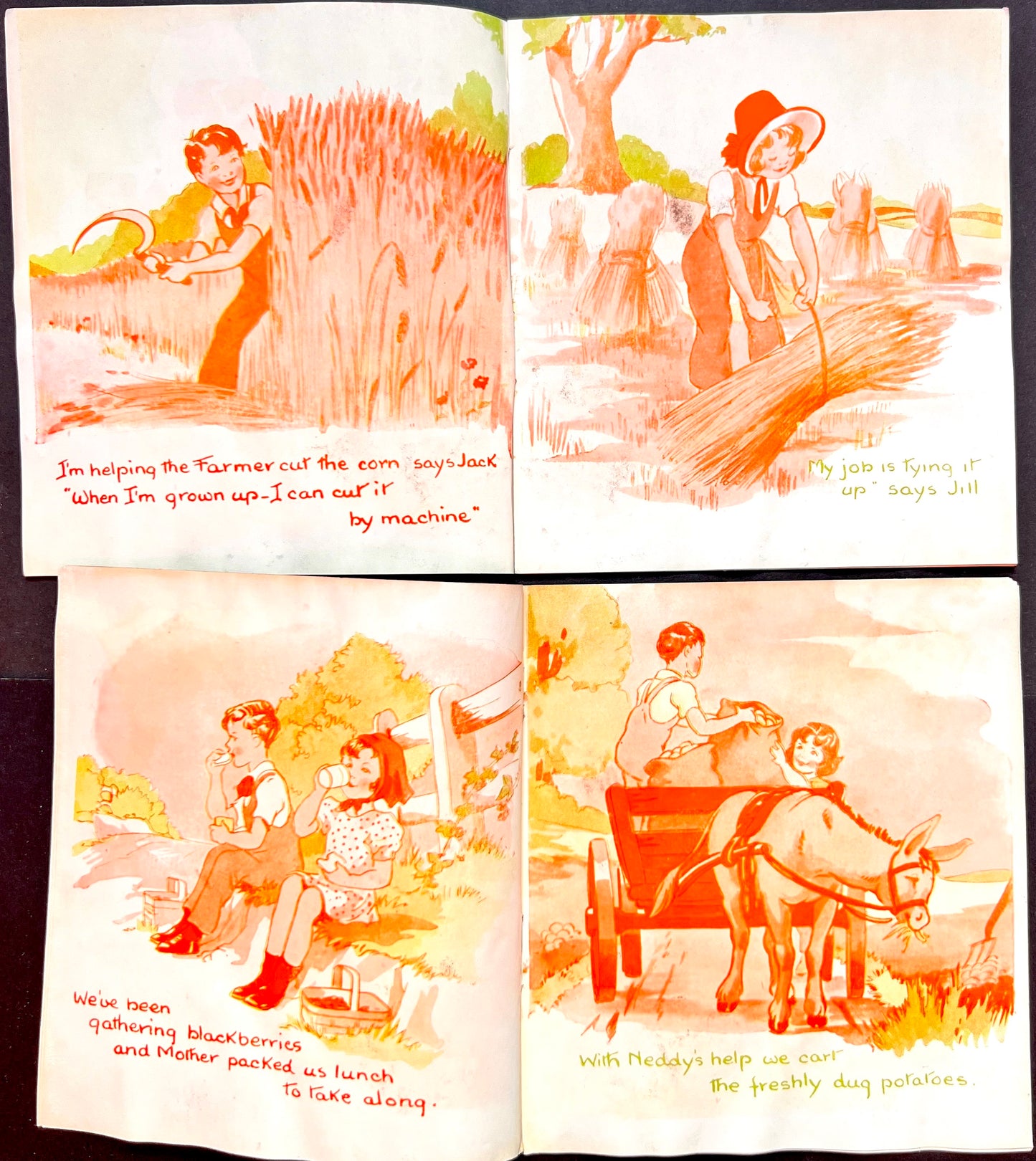 1930s Paper Picture and Story Book AT HARVEST TIME