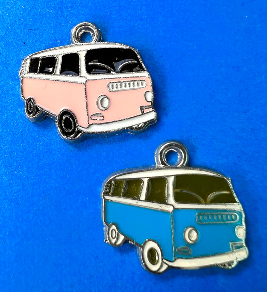 2cm Enamel VW Campervan Charm - Pink or Blue