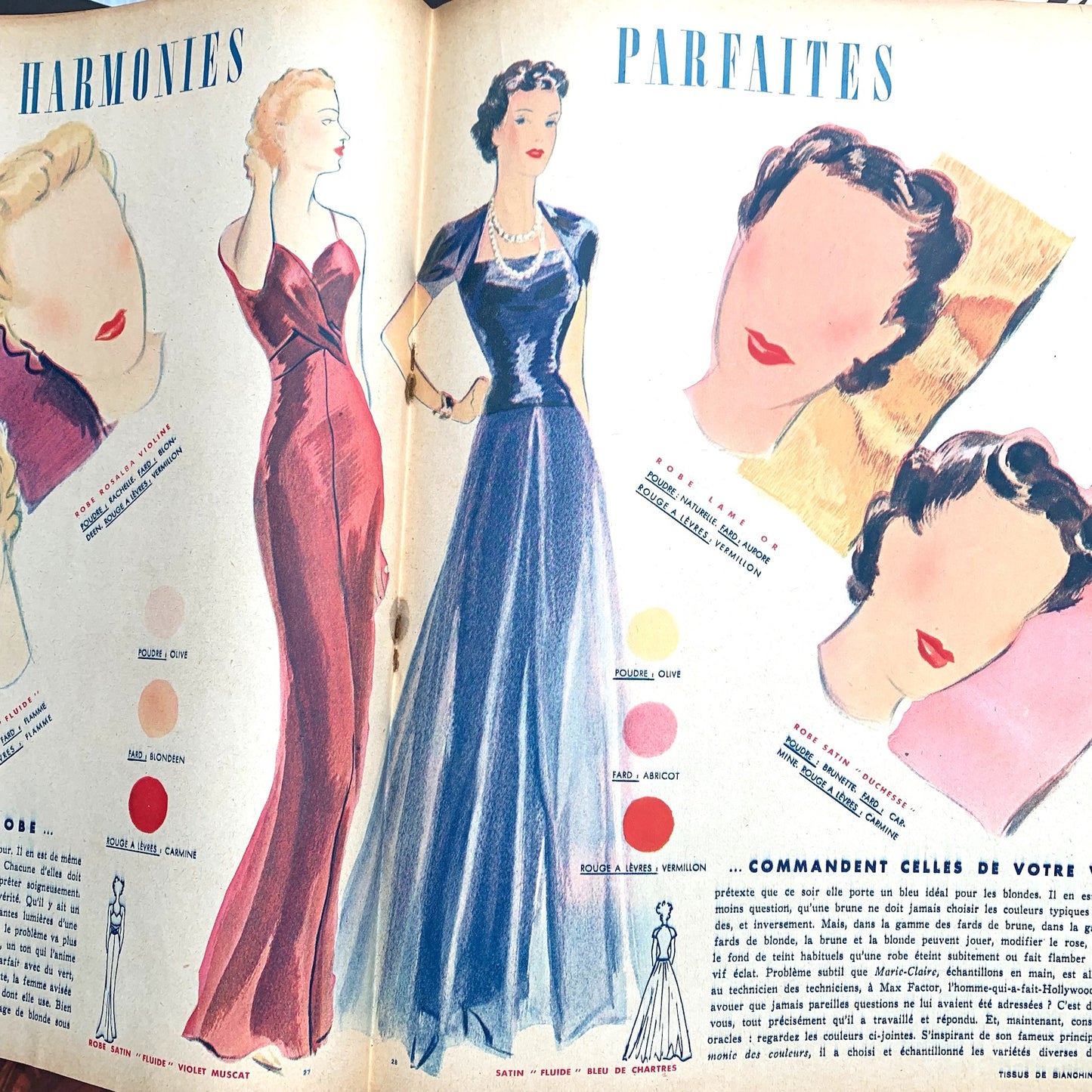 October 1937  Issue No 34 of French MARIE CLAIRE Lots of Beauty Tips !
