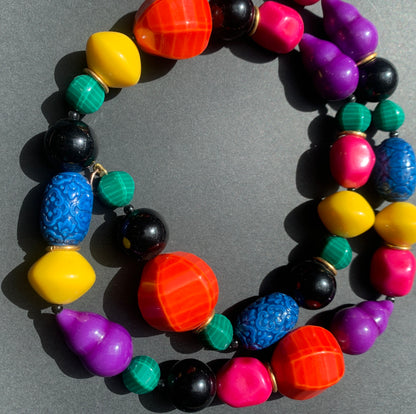 Wonderfully Chunky Colourful 1980s Necklace