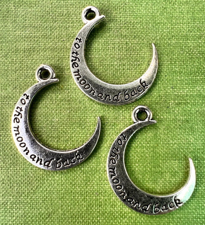 3 "To The Moon And Back" Crescent Moon 2.2cm Charms