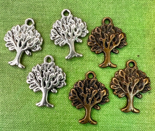 3 Silver or Bronze Tone 2cm Tree Charms/Pendants