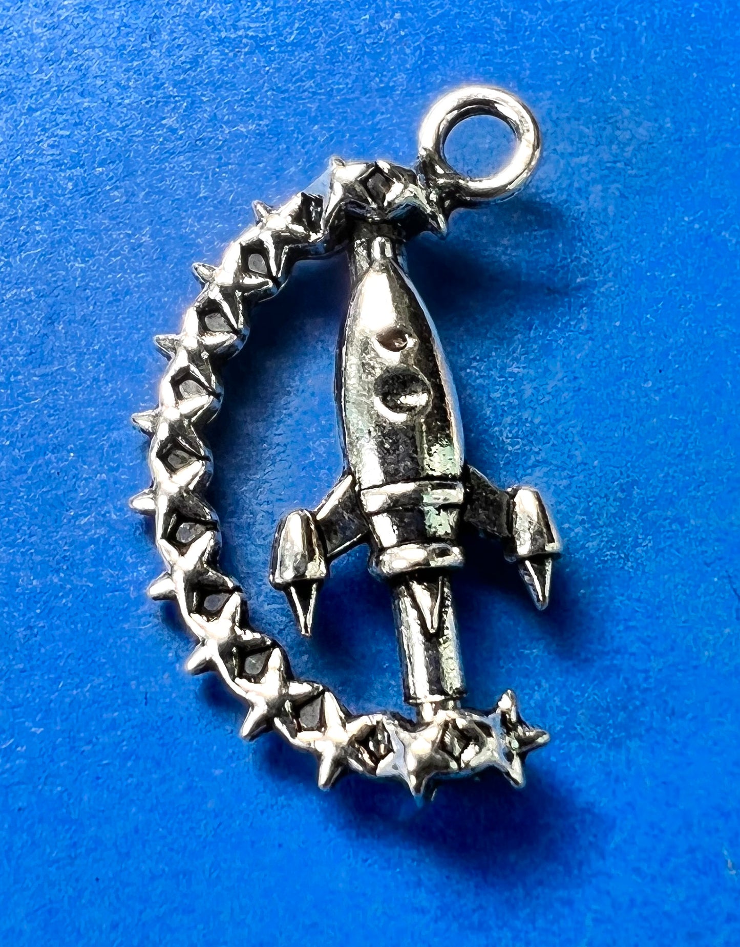 Unusual Rotating Rocket to the Stars 2.2cm Charm / Pendant