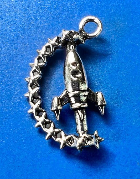 Unusual Rotating Rocket to the Stars 2.2cm Charm / Pendant