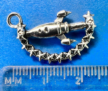 Unusual Rotating Rocket to the Stars 2.2cm Charm / Pendant