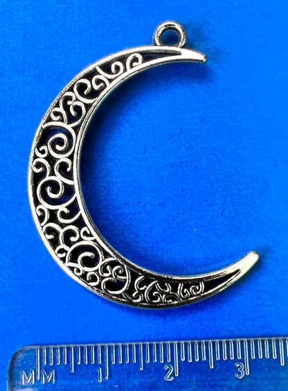 2 x 4cm Crescent Moon Charm / Pendant