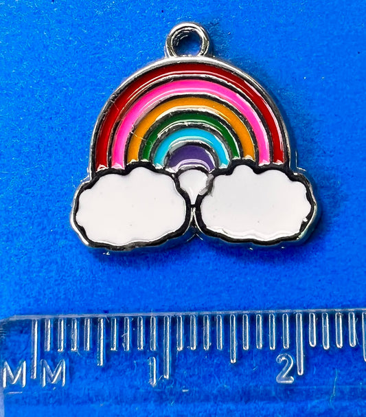 Happy 2cm Enamel Rainbow and Clouds Charm