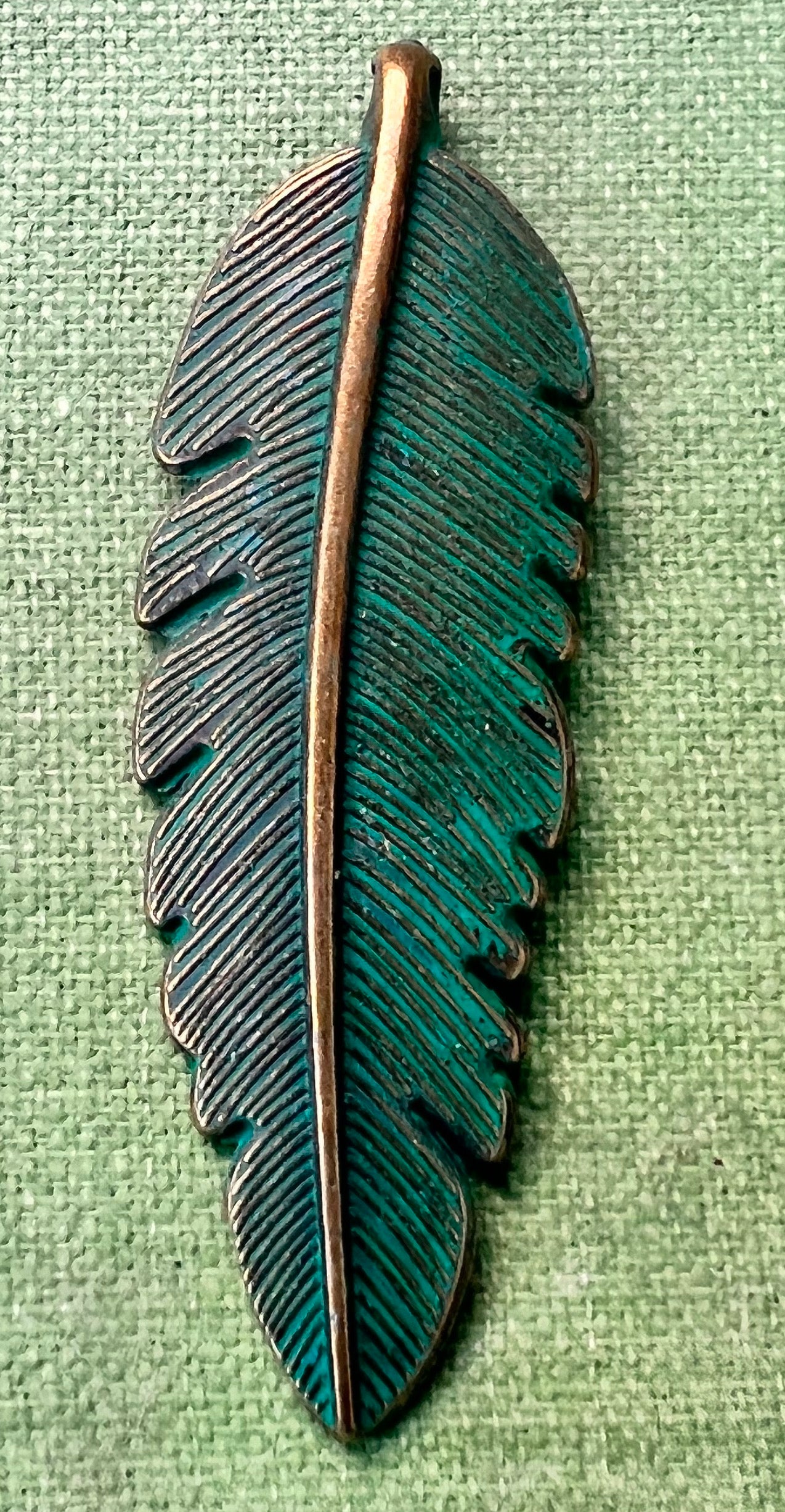 Most Appealing 4.5cm Verdigris Leaf Pendant / Charm