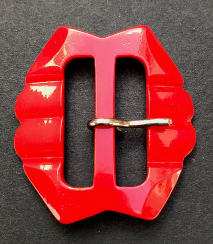 Bright Red 1940s 5cm Belt Buckle - Unused Old Warehouse Find