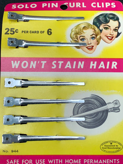 Original Card of 1950s SOLO PIN CURL CLIPS