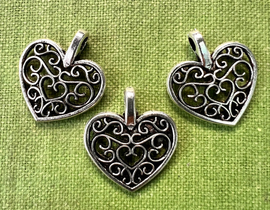 3 Little 1.5cm Heart Charms