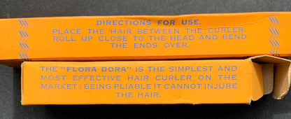 "Flora Dora" 1930s Box of  6" or 9" long FLEXIBLE fabric covered HAIR CURLERS