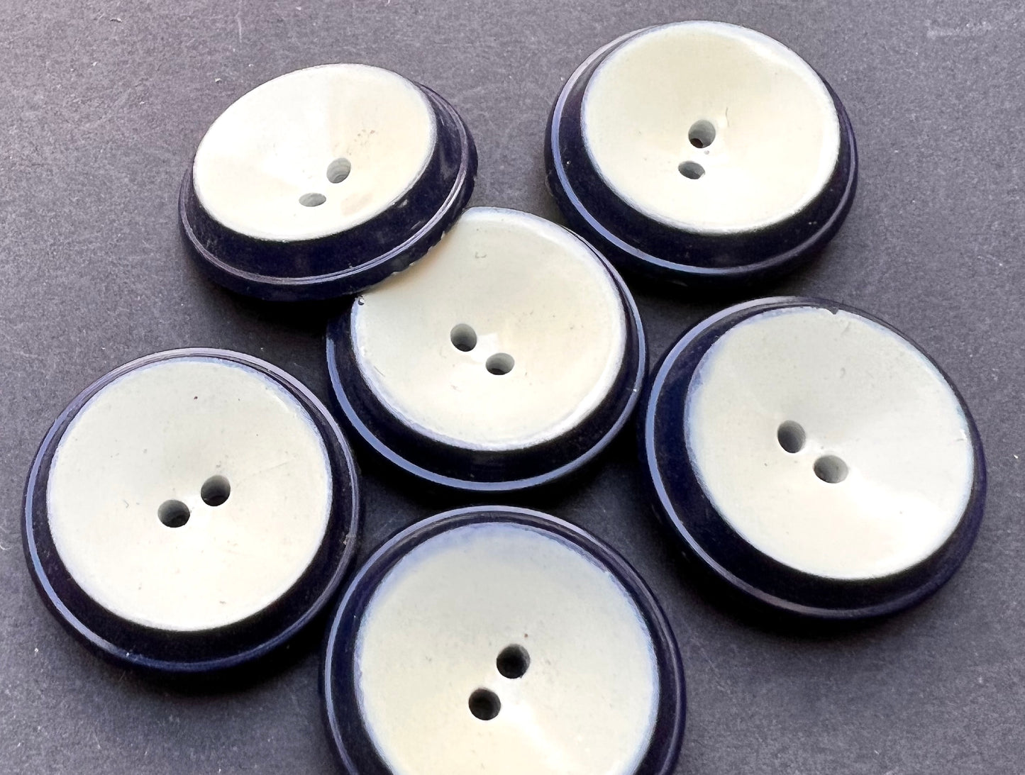6 or 12 Striking Italian Dark Blue and White Vintage 2.5cm Buttons