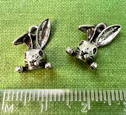 3 Silver Rabbit Head 1.5cm Charms