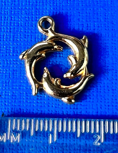 Lovely Swirl of Dolphns 1.8cm 3D  Charm / Pendant