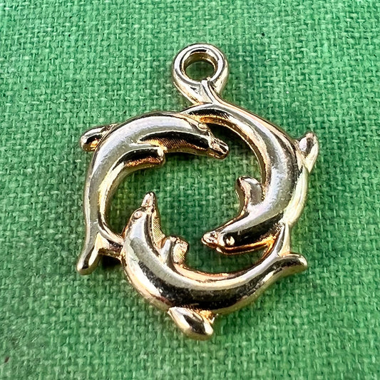 Lovely Swirl of Dolphns 1.8cm 3D  Charm / Pendant