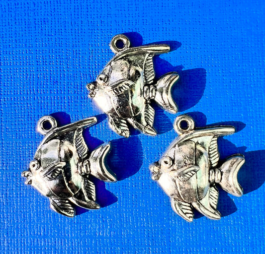 3 Angel Fish Charms - 2.2cm wide