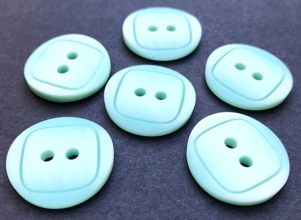 6 Lovely Pale Pastel Turquoise 2cm Vintage  Buttons