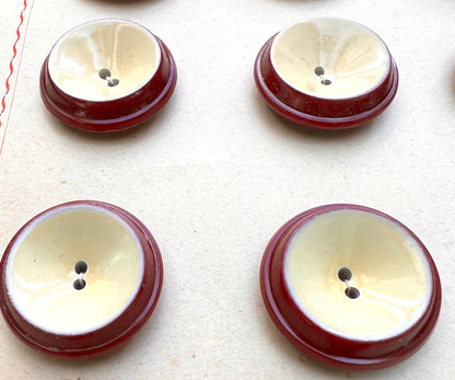 Vintage 2.5cm or 1.5cm Maroon and Cream Italian Buttons